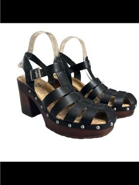 Korks Strappy Platform Sandals Studded Slingback  Block Heel Kork-Ease Shoes 8